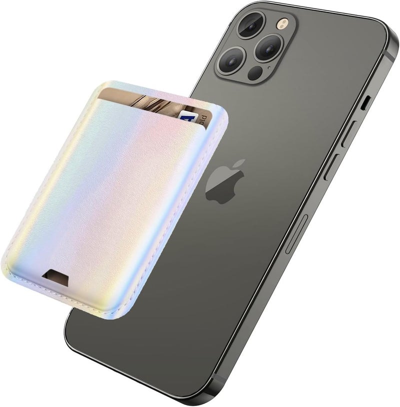 iLodn Magnetic Wallet Compatible with MagSafe for iPhone 17 16 15 14 13 12 Pro Max Air Plus Model, Mag 3 Safe Card Holder Stick on Accessories for Cell Phone & Case, Sparkly Rainbow Pink - Image 1